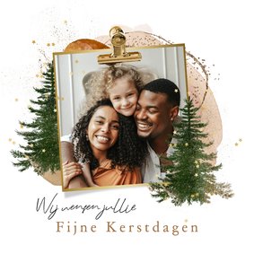 Trendy fotokaart kerst kerstbomen eigen foto