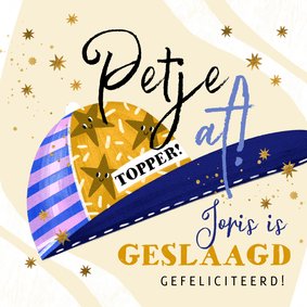 Trendy geslaagd kaart petje af illustratie sterren goud