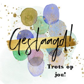 Trendy geslaagd kaart trots op jou watercolor ballonnen goud