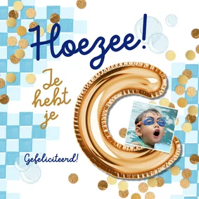 Trendy geslaagdkaart zwemdiploma C folieballon goud foto