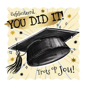 Trendy kaart afgestudeerd hoedje you did it goud sterren