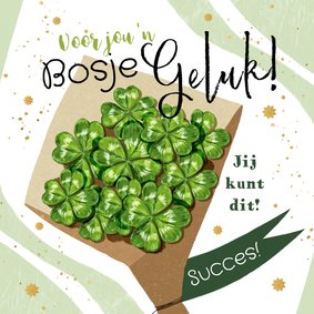 Trendy kaart succes bosje geluk klavertje vier goud