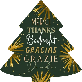 Trendy kerstkaart zakelijk bedankt internationaal ster goud