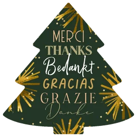 Trendy kerstkaart zakelijk bedankt internationaal ster goud