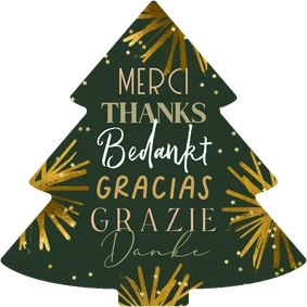 Trendy kerstkaart zakelijk bedankt internationaal ster goud