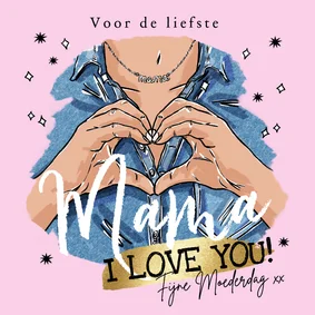 Trendy moederdagkaart 'Mama i love you' fashion illustratie