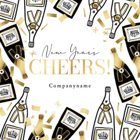 Trendy nieuwjaarskaart zakelijk New Year's Cheers champagne 