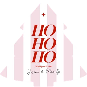 Trendy roze gestreepte kerstkaart ho ho ho
