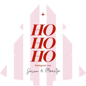 Trendy roze gestreepte kerstkaart ho ho ho