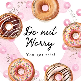 Trendy succes kaart donut worry eindexamens watercolor goud 