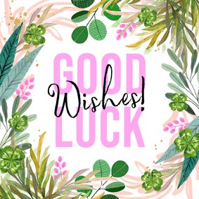 Trendy succeskaart botanisch good luck wishes klavertje vier