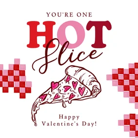 Trendy valentijnskaart ‘Hot slice’ pizza hartjes