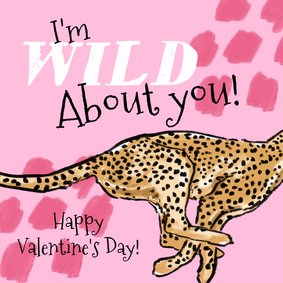 Trendy valentijnskaart 'Wild about you' cheetah 