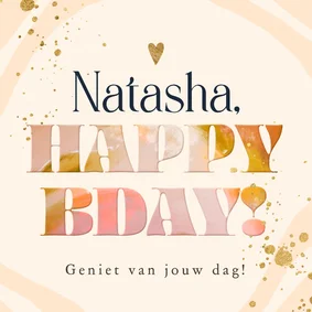 Trendy verjaardagskaart kleurrijk abstract verf goud hart