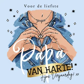 Trendy verjaardagskaart papa van harte illustratie hart
