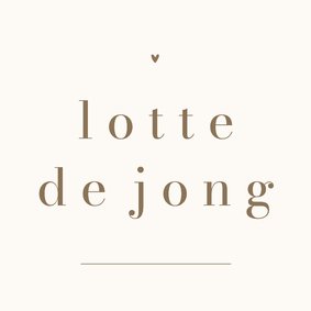 Trouwen naamkaartje hartje streep modern minimalistisch 