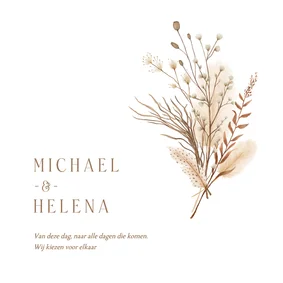Trouwkaart bohemian stijlvol klassiek zomer gedroogde takjes