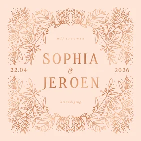 Trouwkaart botanische bloemen stijlvol