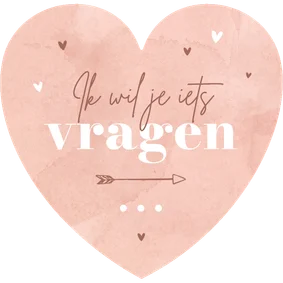 Trouwkaart bruidsmeisje hartkaart roze waterverf hip