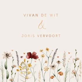 Trouwkaart droogbloemen