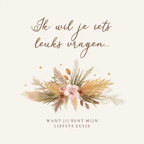 Trouwkaart getuige bruidsmeisje ceremoniemeester bohemian