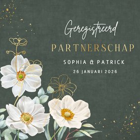 Trouwkaart herfstanemonen geregistreerd partnerschap 