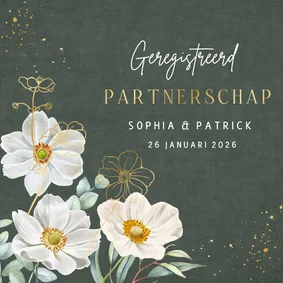 Trouwkaart herfstanemonen geregistreerd partnerschap