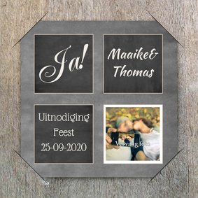 Trouwkaart krijtbord en hout RB