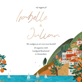 Trouwkaart mediterraanse kust zomer