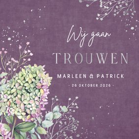 Trouwkaart pluimhortensia eucalyptus zilver