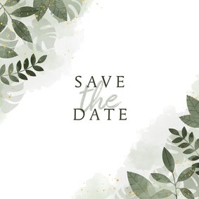 Trouwkaart save the date botanisch met waterverf