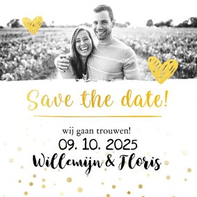 Trouwkaart save the date goud met foto