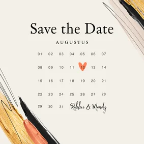 Trouwkaart save the date verf trend kalender hartje goud