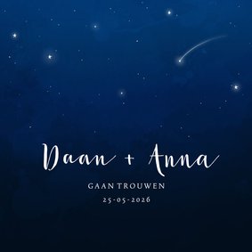 Trouwkaart sterrenhemel stijlvol