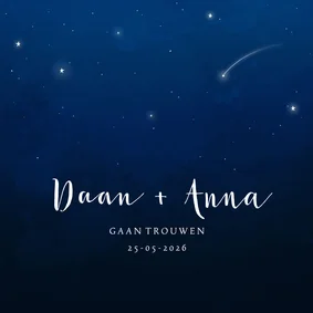 Trouwkaart sterrenhemel stijlvol