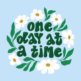 Typografische wenskaart one day at a time