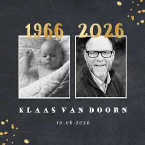 Uitnodiging 1966 met foto's en gouden spetters