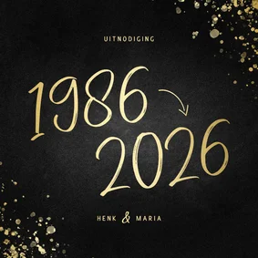 Uitnodiging 1986/2026 jubileum met spetters