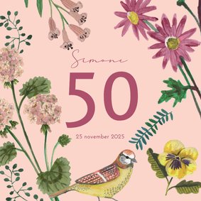 Uitnodiging 50 jaar bloemen en vogel