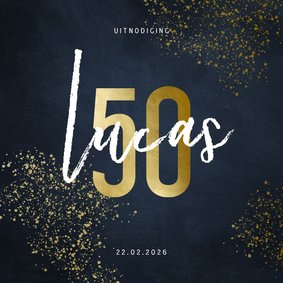 Uitnodiging 50 jaar stijlvol goudlook met spetters
