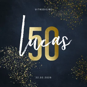 Uitnodiging 50 jaar stijlvol goudlook met spetters