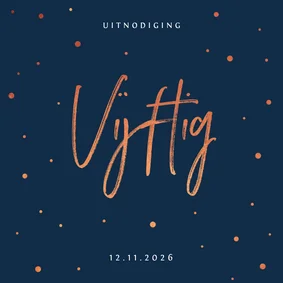 Uitnodiging 50 jaar stijlvol met rosé confetti