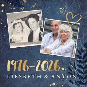 Uitnodiging 50 jarig huwelijksfeest - met 2 foto's en 1976