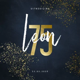 Uitnodiging 75 in goudlook met goudspetters