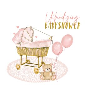 Uitnodiging babyshower wiegje 