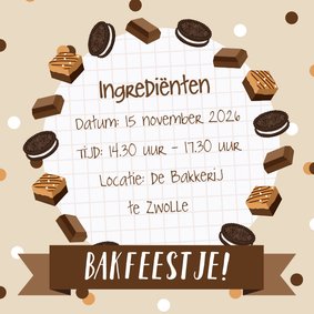 Uitnodiging bakfeestje met ingrediëntenlijst