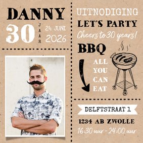 Uitnodiging BBQ tuinfeest verjaardag man