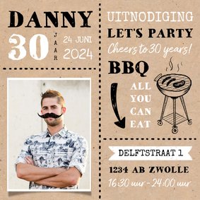 Uitnodiging BBQ tuinfeest verjaardag man