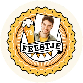 Uitnodiging bierviltje ronde kaart feestje foto stoer hip