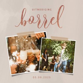 Uitnodiging borrel met twee foto's